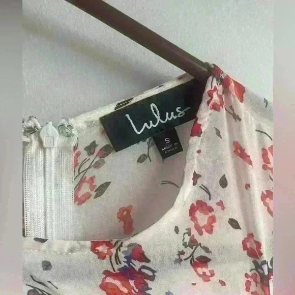 Lulus Floral to See White Floral Print Long Sleeve Mini Dress Short size S - Picture 7 of 13